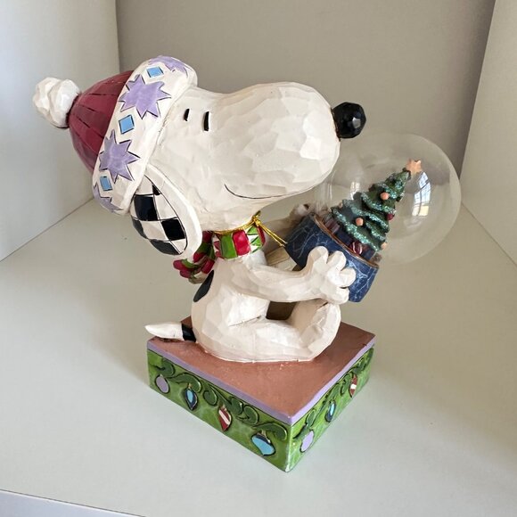 Jim Shore Snoopy Holding Snow Globe Christmas Peanuts - Picture 3 of 10